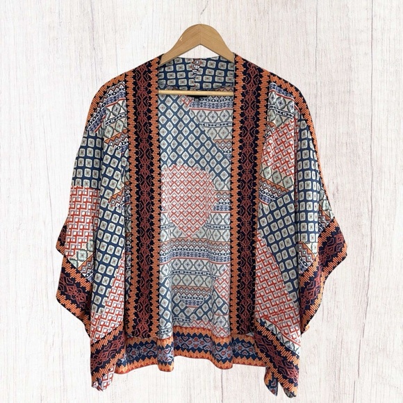 TOLANI Embroidered Modal Patchwork Print Kimono, One Size - Picture 1 of 11